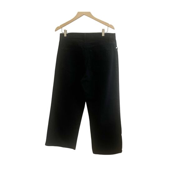 BLDWN Women’s High Rise Cropped Wide Leg Jeans Size 31 Black Exposed Buttons - Picture 2 of 8